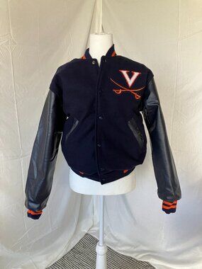 University Of Virginia Cavaliers Varsity Leather Letterman Jacket-Vintage-XS